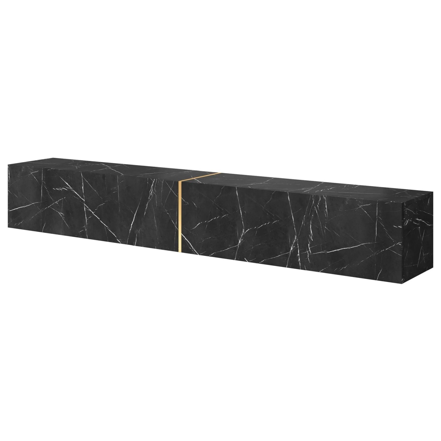 Selsey TV-Hängeboard Bisira 200 cm Schwarze Marmoroptik mit Goldenem Einsat günstig online kaufen