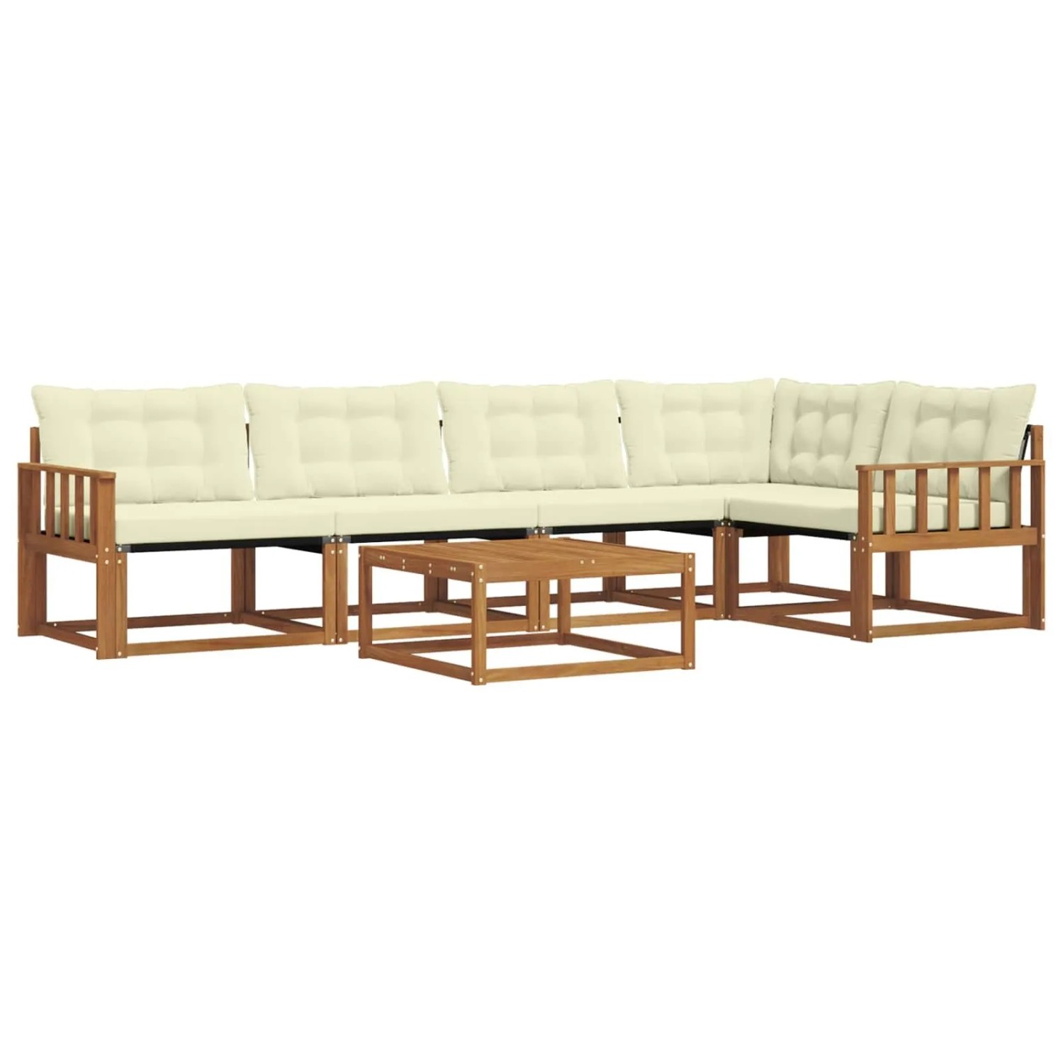 vidaXL Outdoor-Sofagarnitur mit Kissen 6-Tlg Natur und Creme 3369477