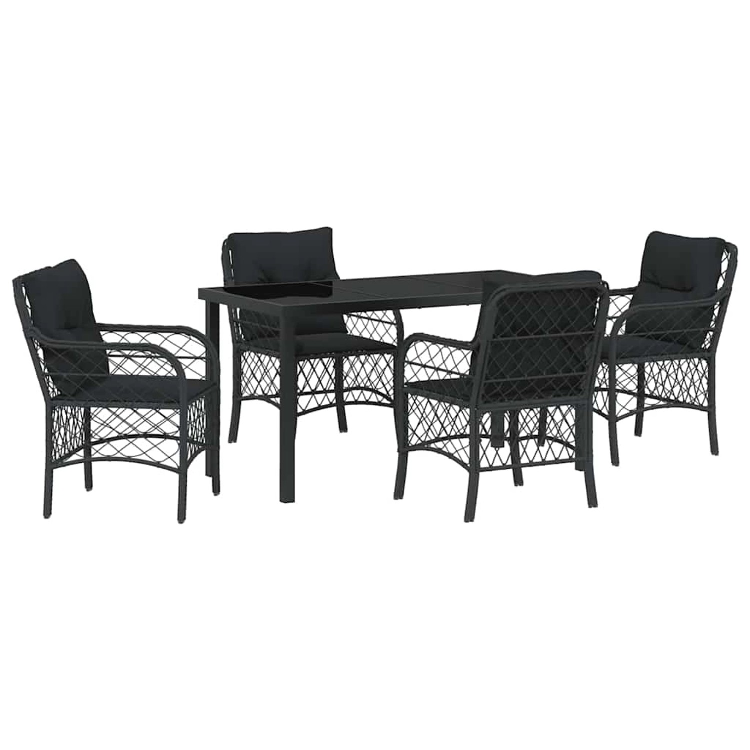 vidaXL Garten Essgruppe mit Kissen 5-Tlg Schwarz Poly Rattan 3380206 günstig online kaufen