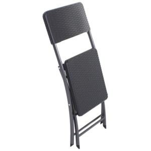 Balkon-Set VENTANA, 3-teilig, Rattan-Optik, Stahl/Kunststoff, schwarz
