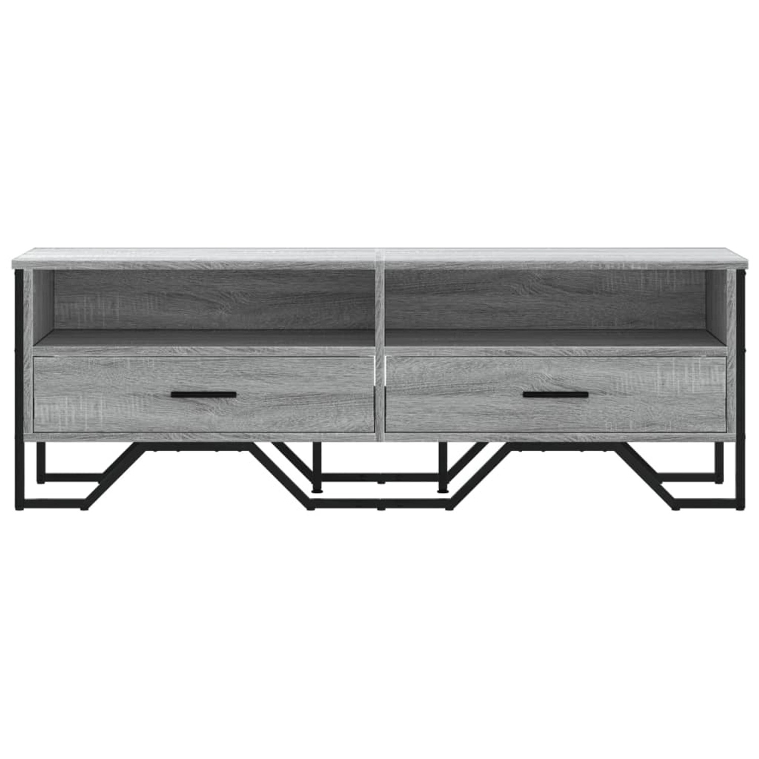 VidaXL TV-Schrank Grau Sonoma, 122cm breit, mit Schubladen und offenen Fächern.