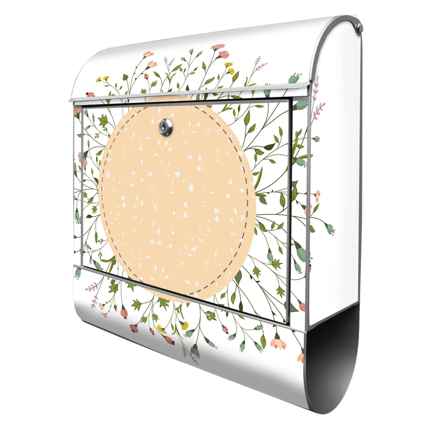 Banjado Design Briefkasten Silber Pulverbeschichtet 39x47x14cm 2 Schlüssel Mit Zeitungsfach Motiv Wt Blumenkranz Banjado Design Briefkasten Silber Pulverbeschichtet, 39x47x14cm, 2 Schlüssel, Mit Zeitungsfach Motiv Wt Blumenkranz