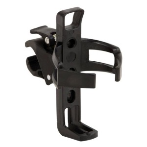 Schwarzer Fischer Trinkflaschenhalter aus Kunststoff mit Universalbefestigung für Fahrräder.