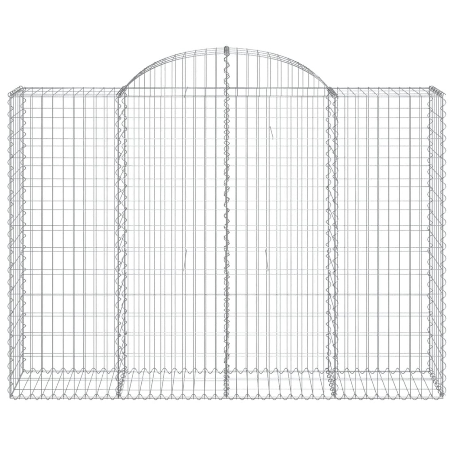 Silberne Gabionen mit Hochbogen, 13er Set, 200x50x160cm, aus verzinktem Eisen für Hochbeete.