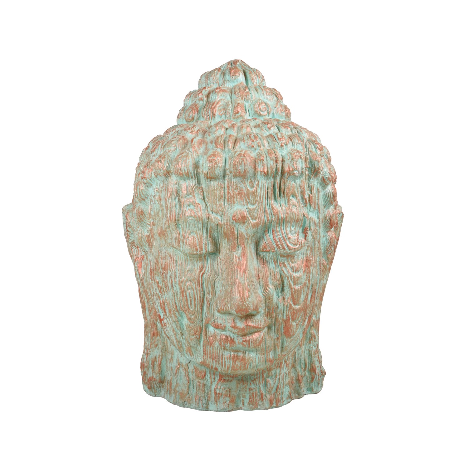 DELUKE Buddhakopf CELO Kunststoff Kupfer-Grün 110x76x76cm Gartendeko Outdoor Indoor Dekoration Budda