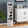 Weißes, schmales Schuhregal mit 8 offenen Fächern aus MDF. Ideal für platzsparende Aufbewahrung von Schuhen.