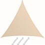 Beiges dreieckiges HDPE Sonnensegel 2x2x2m mit D-Ringen und drei weißen Seilen für Garten & Terrasse.