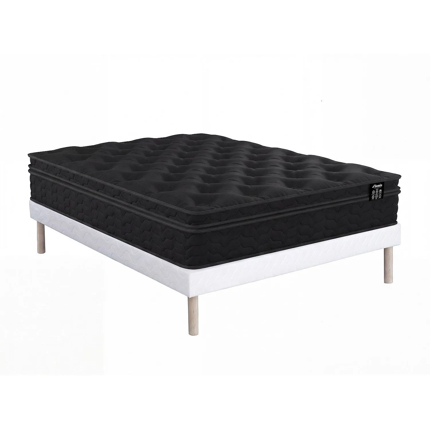 Vente-unique Matratze Und Bettgestell Mit Lattenrost Und Stoffbezug Gamiani Schwarz  Weiß 200 cm