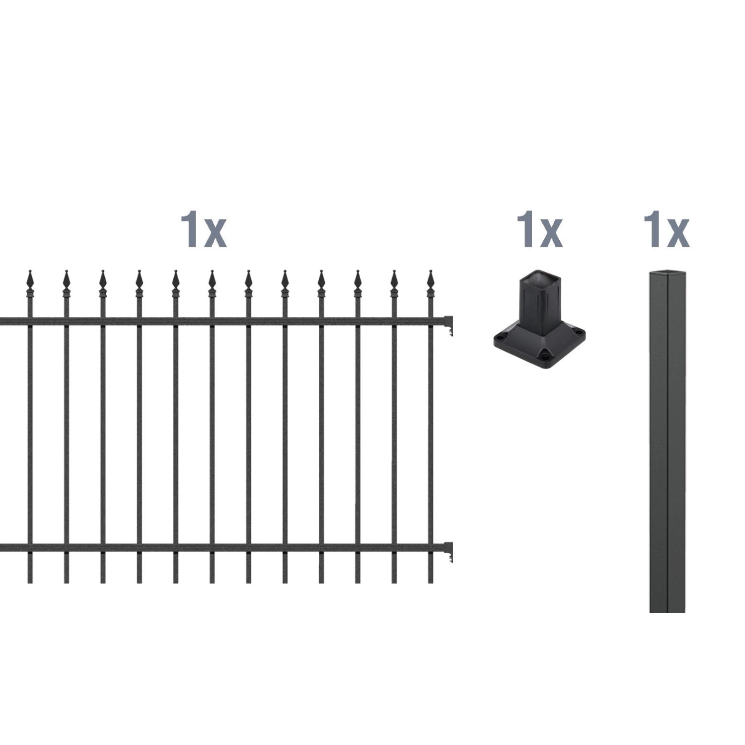 Metallzaun Anbau-Set Chaussee Schwarz z. Aufschrauben 120 cm x 200 cm