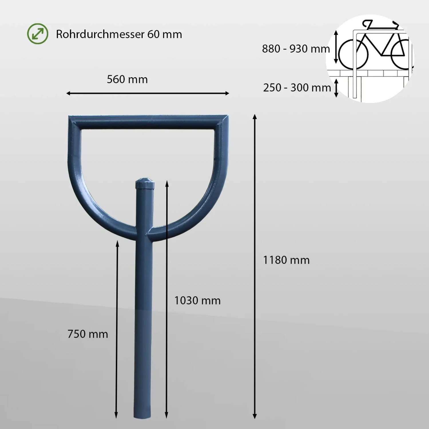 2er Set TRUTZHOLM Fahrradanlehnbügel, Stahl, anthrazit, 118x56cm, zum Einbetonieren.