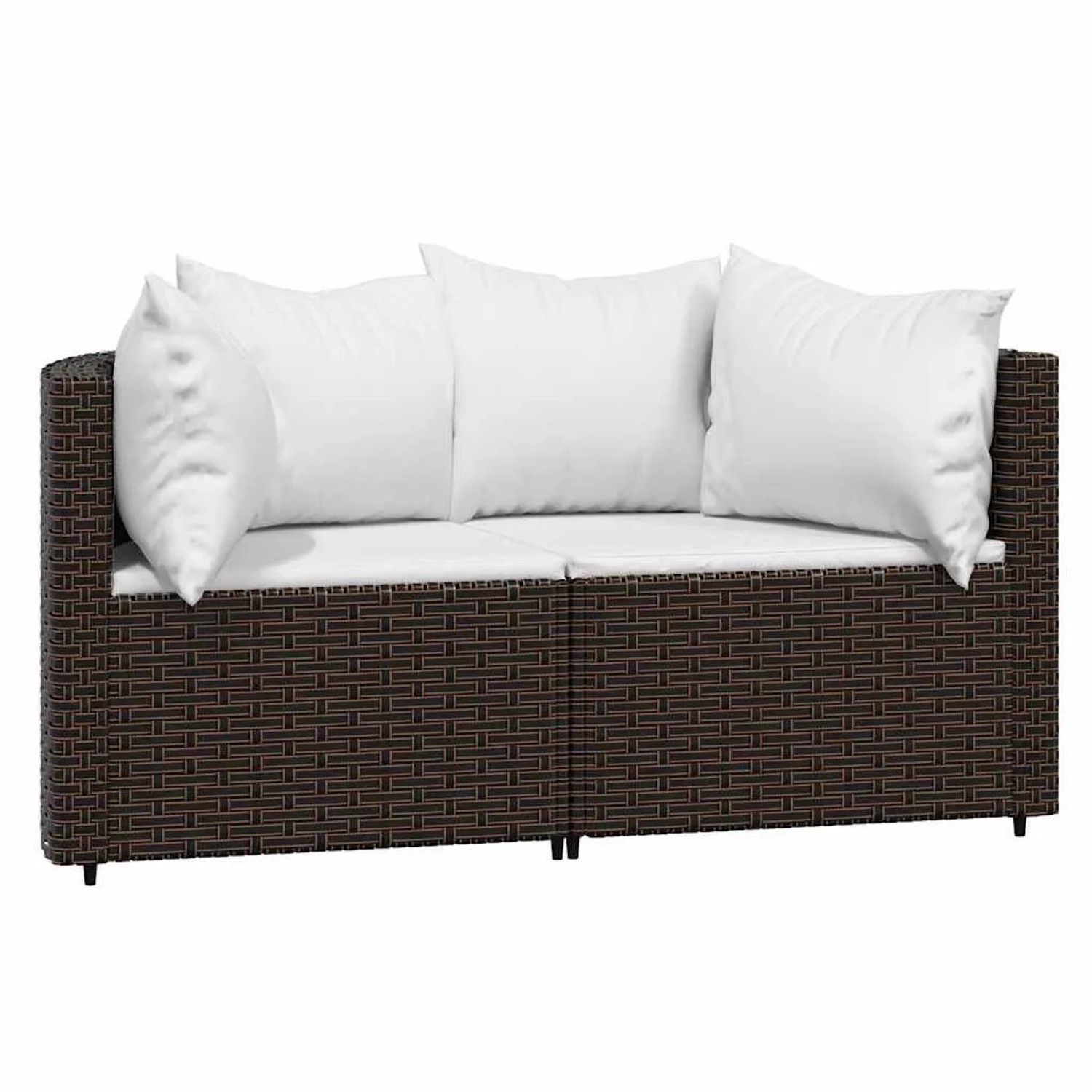 vidaXL Garten-Ecksofas mit Kissen 2 Stk Braun Poly Rattan 319758