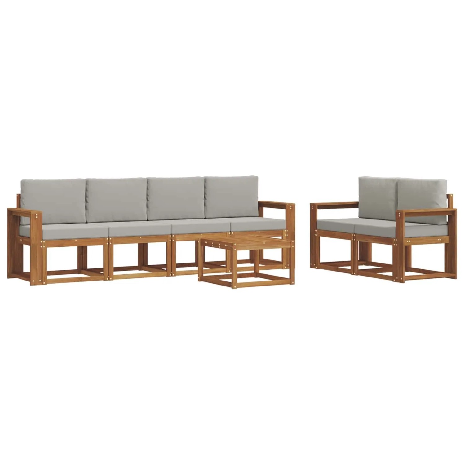 vidaXL Outdoor-Sofagarnitur mit Kissen 7 Stk Natur und Hellgrau 3366049