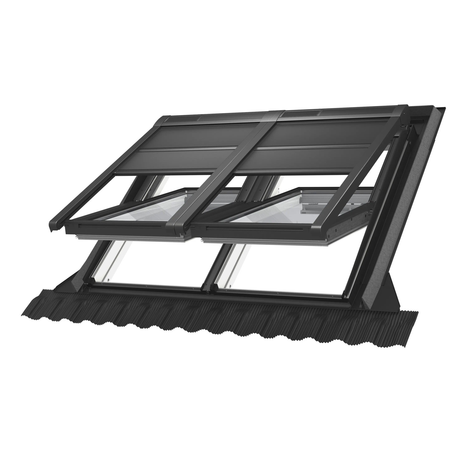 Velux Hitzeschutz-Markise Schwarz für Dachfenster, elektrisch mit Solar, für Verdunkelung.