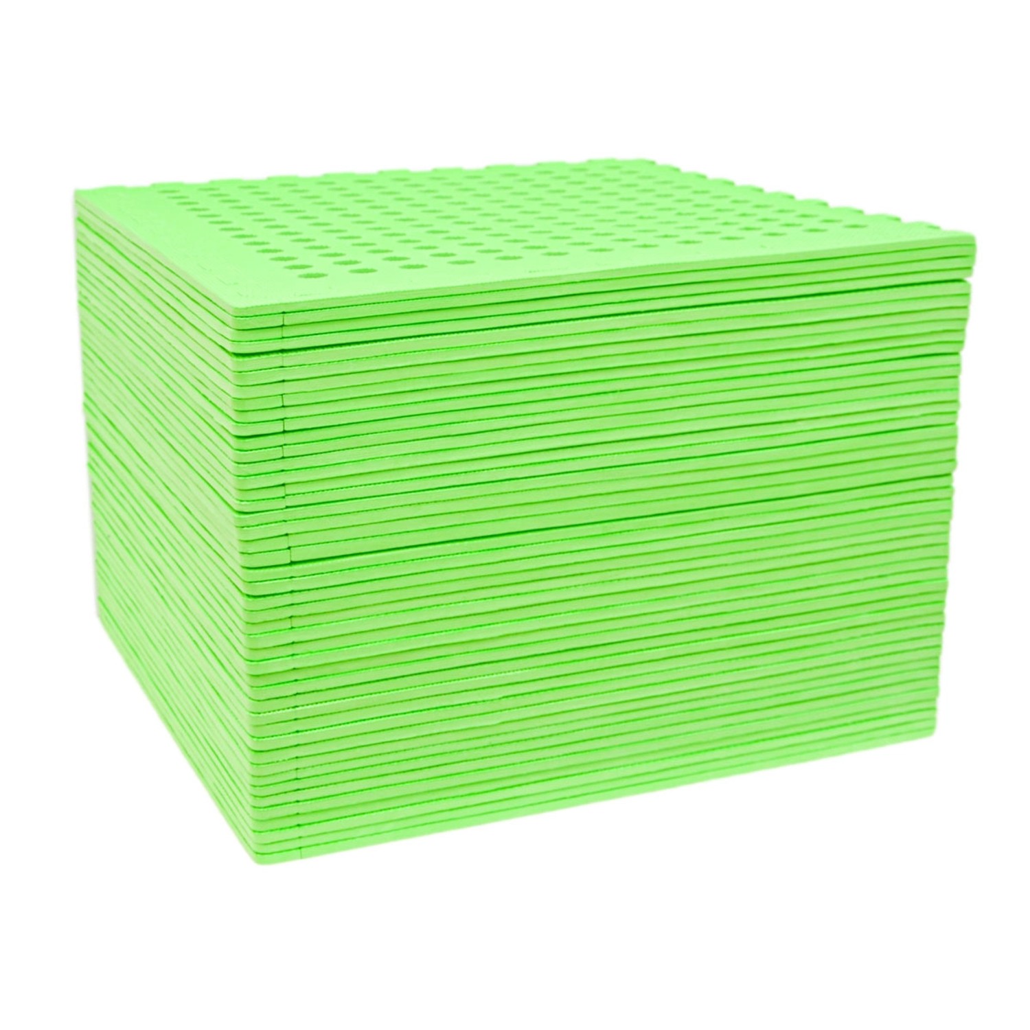 Stapel grüne eyepower Poolmatten, 62x62 cm, 44er Set, für Poolfolie als Unterlage.