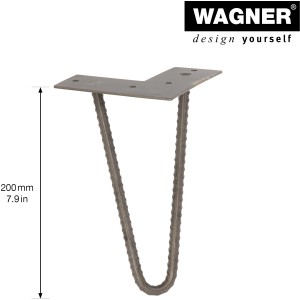 Wagner Möbelbein Hairpin Design, 20 cm, Eisen matt. Möbelbein im Industrial Look für DIY Möbel.
