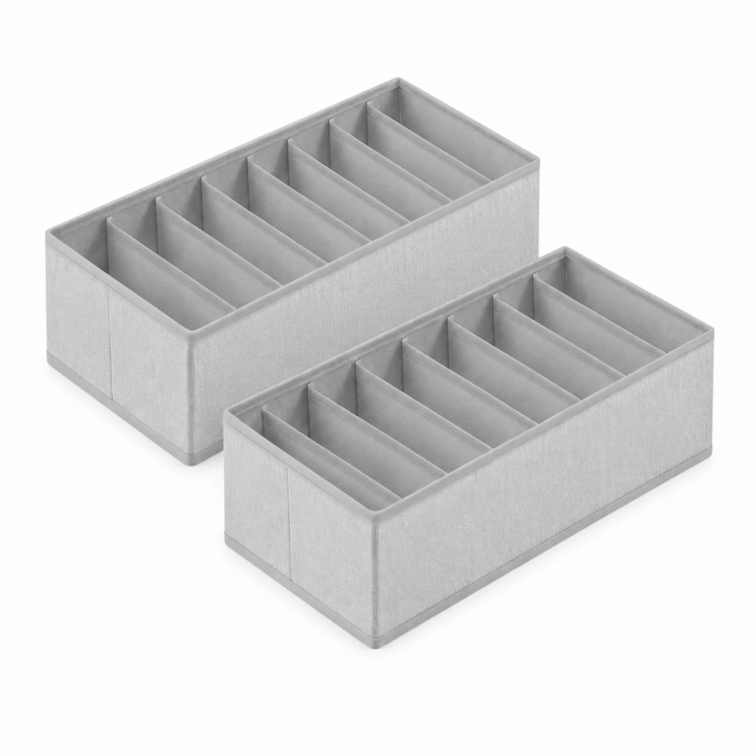 Sekey Aufbewahrungsbox Schubladen Organizer aus Vliesstoff Faltbare Stoffboxen 2er Set 22 x 51 x 11 cm je 8 Fächer für Unterwäsche Socken Krawatten