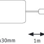 Skizze des Paulmann MaxLED 500 Basis-Sets, unbeschichtet, 3m, Tageslichtweiß, mit Maßangaben.