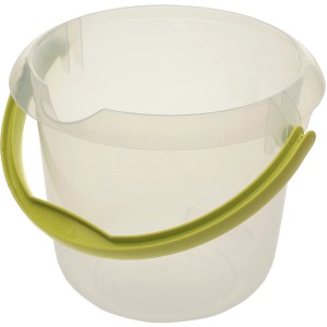 Keeeper Eimer Mika, 5L, transparent, mit Mess-Skala und grünem Griff. Ideal für Haushalt und Garten.