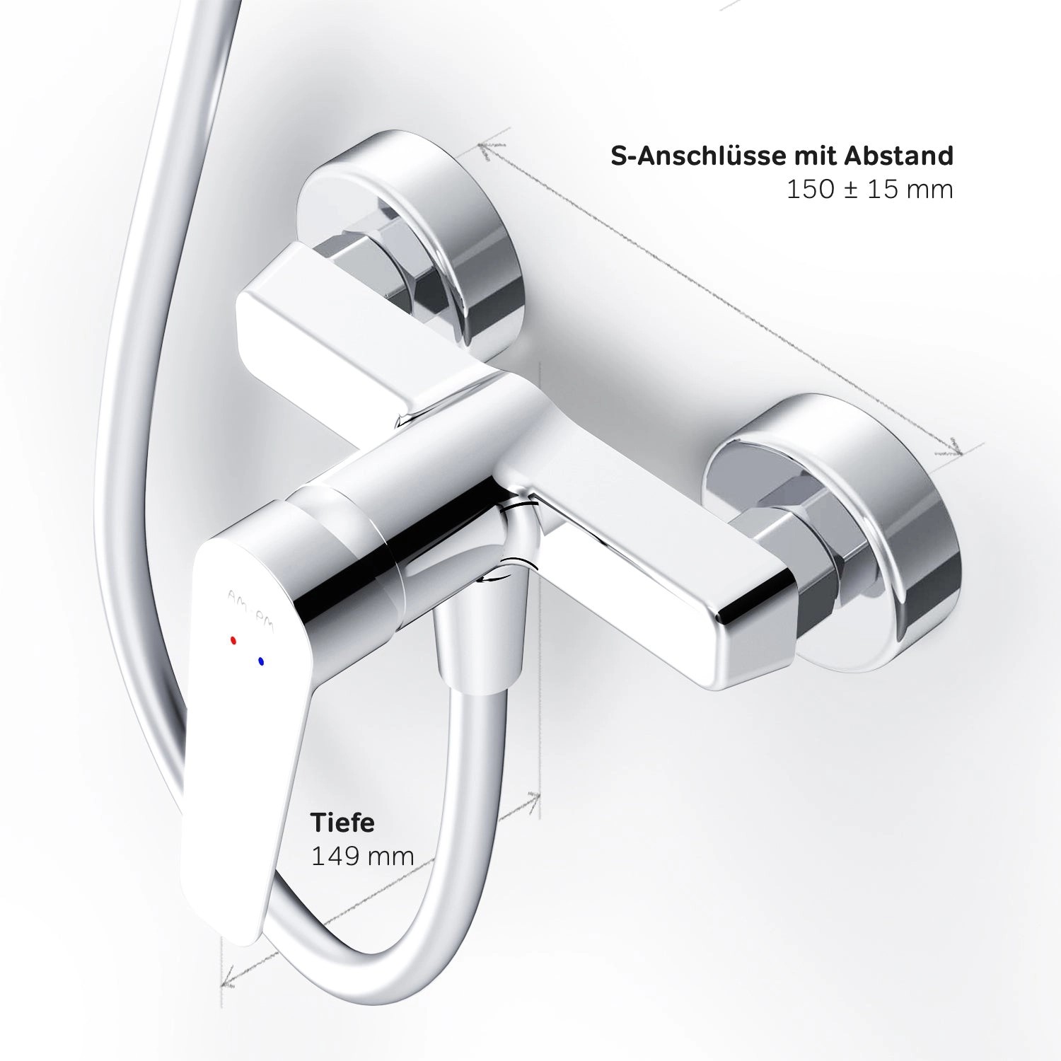 AM.PM Einhebel-Duscharmatur Hit, Chrom, mit Brauseanschluss. Duschbatterie für Bad.