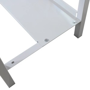 Detailansicht: Lichtgraue PROREGAL Werkbank Rhino Plus mit Ablageboden.