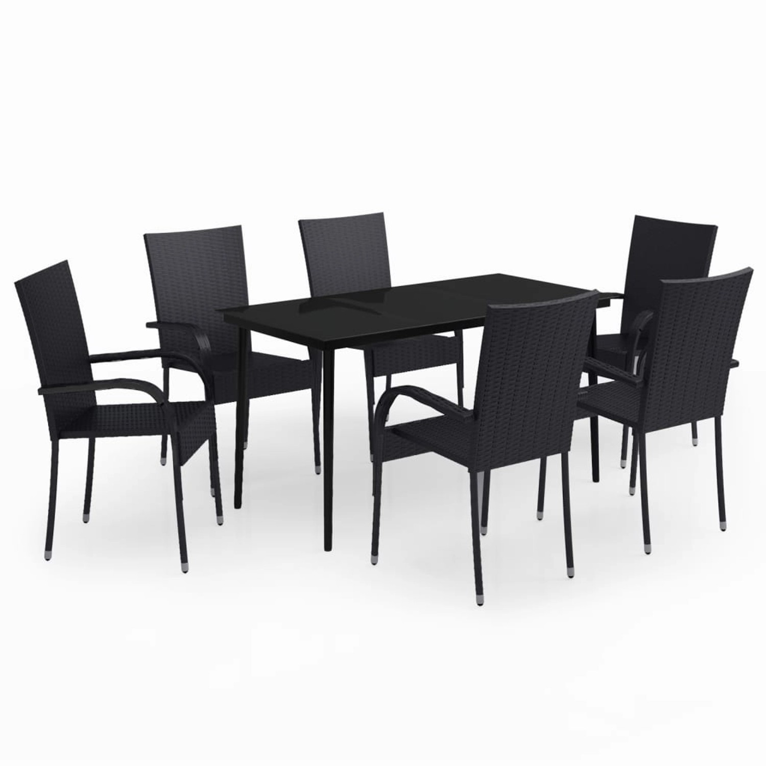 vidaXL 7-Tlg Garten-Essgruppe Schwarz 3099398
