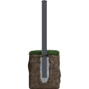 Eleo Pfosten E, pulverbeschichtet DB703, für Zaunbau & Sichtschutz, im Boden verankert.