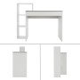 ML-Design Schreibtisch mit Regal, Beton-Optik Tischplatte, weißes Gestell. Kompakter Arbeitsplatz.