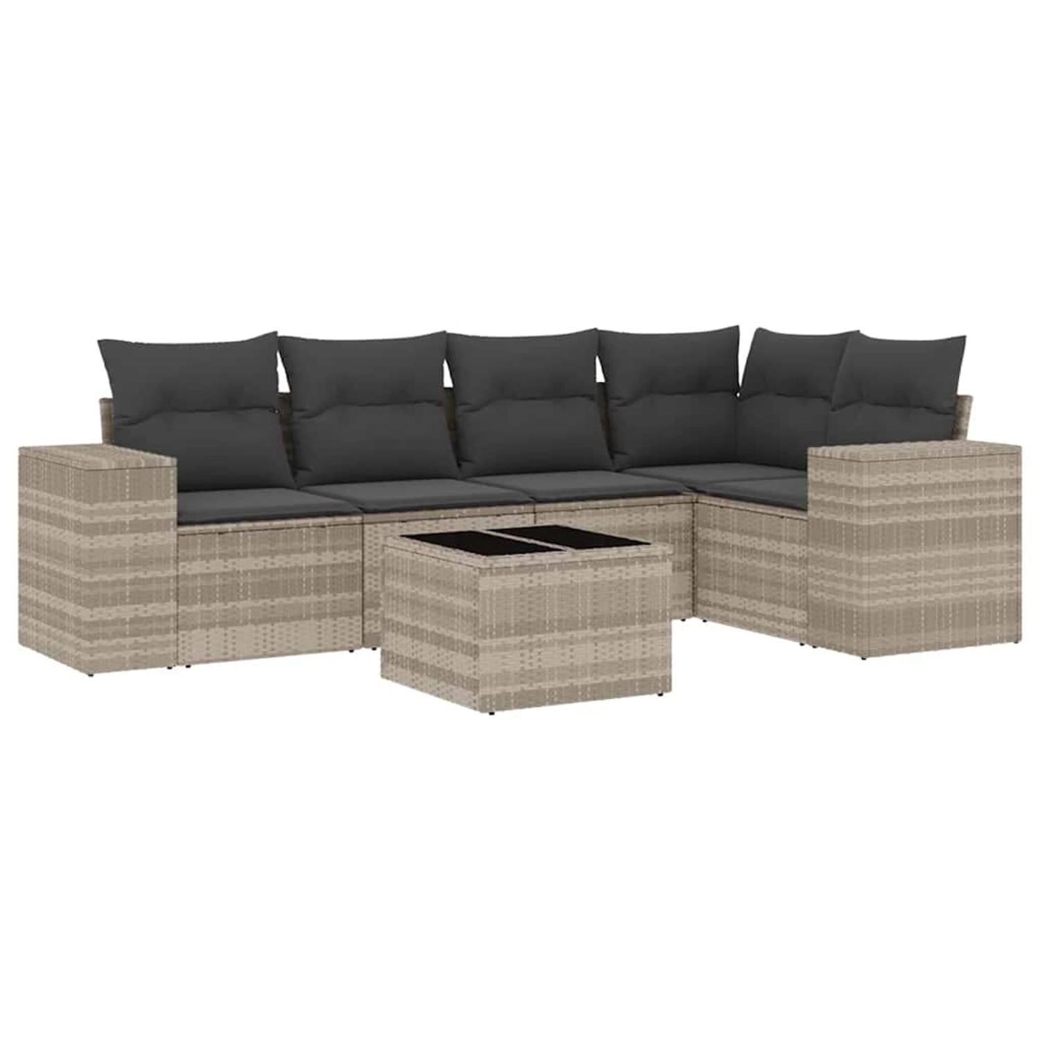 vidaXL 6-Tlg Garten-Sofagarnitur mit Kissen Hellgrau Poly Rattan 3254879 günstig online kaufen