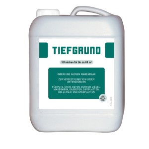 Weißer 10L Kanister Tiefgrund für Innen & Außen zur Untergrundverfestigung.