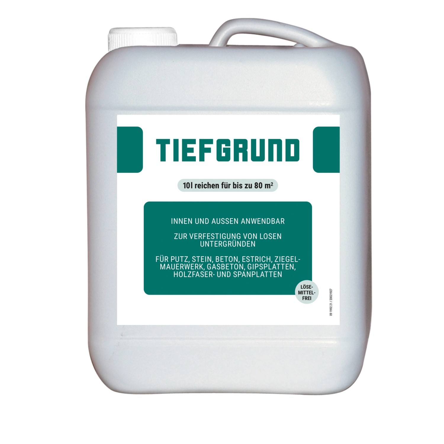 Weißer 10L Kanister Tiefgrund für Innen & Außen zur Untergrundverfestigung.