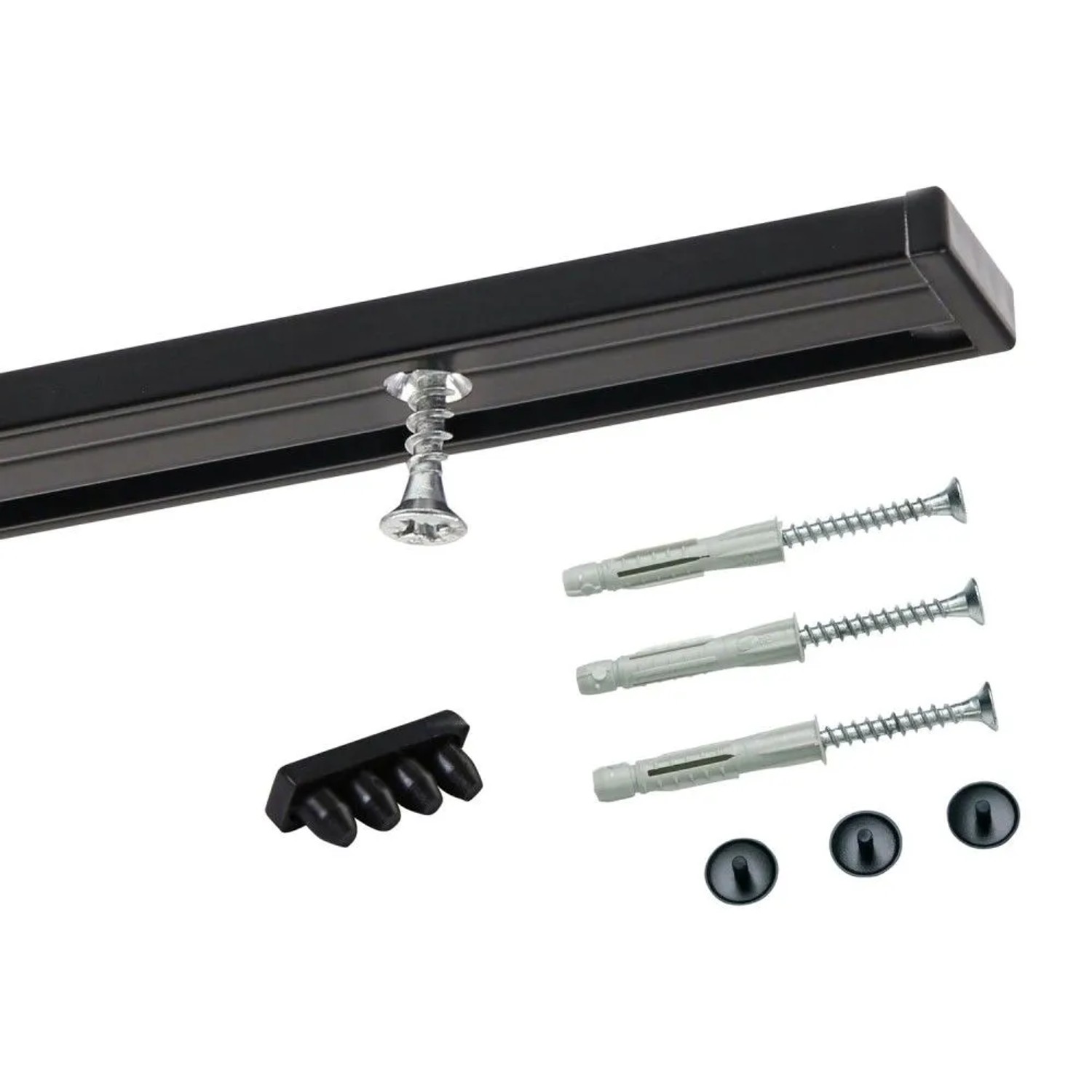 Deco-Raum Gardinenschiene nach Maß 1-Lauf Deckenmontage Minimal Schwarz 340cm