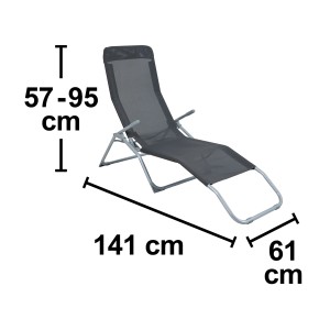 Sonnenliege Pando klappbar 141 cm x 61 cm x 57-95 cm Anthrazit