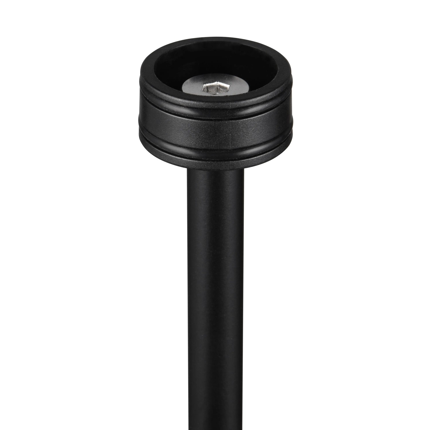 Detailaufnahme: Schwarze Reality LED-Stehleuchte Suarez, Akku-betriebene Lampe mit Touch-Dimmer.