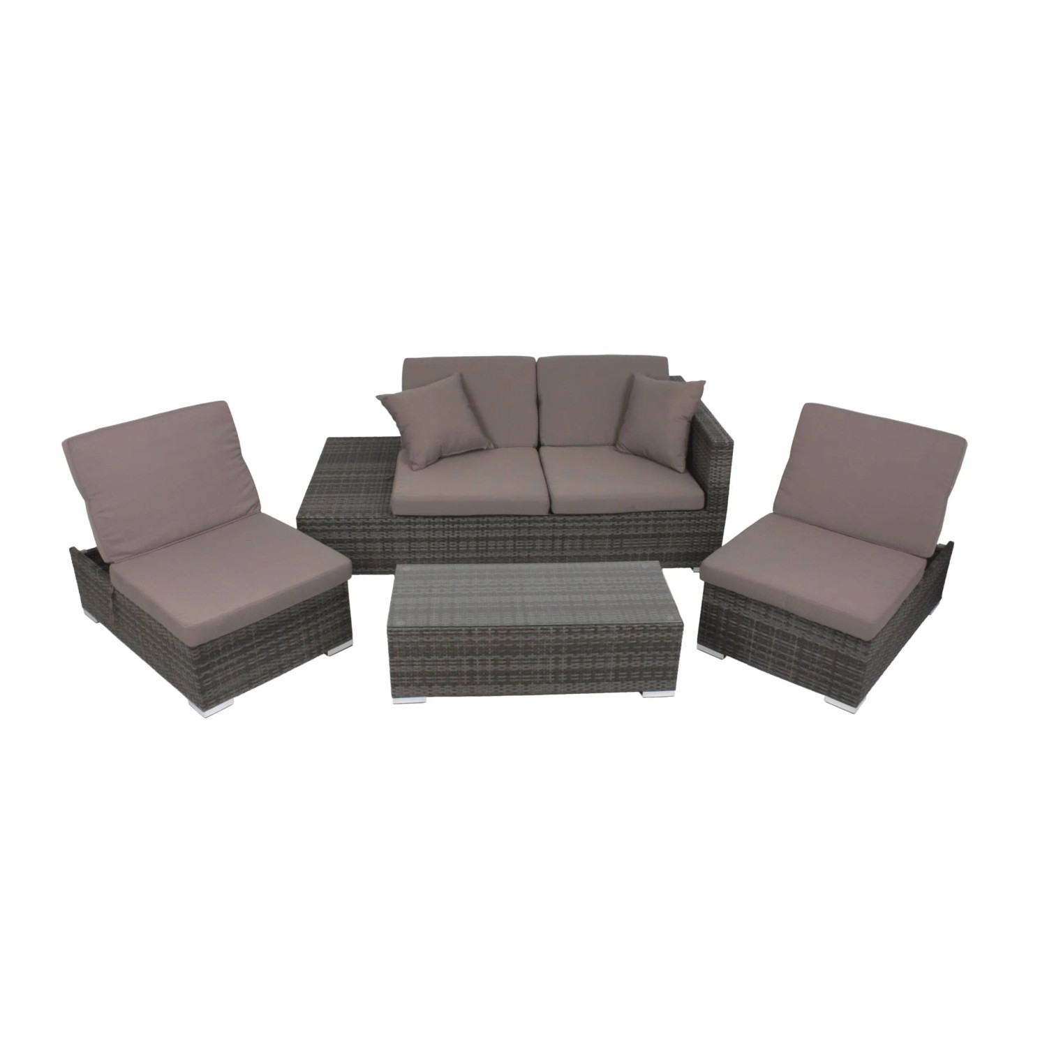 DELUKE Gartenloungeset UWE Grau Alu-Kunststoff Grau Gartengarnitur Umbaubar Garten-Sitzgruppe Essgruppe Pool Loungegarni...