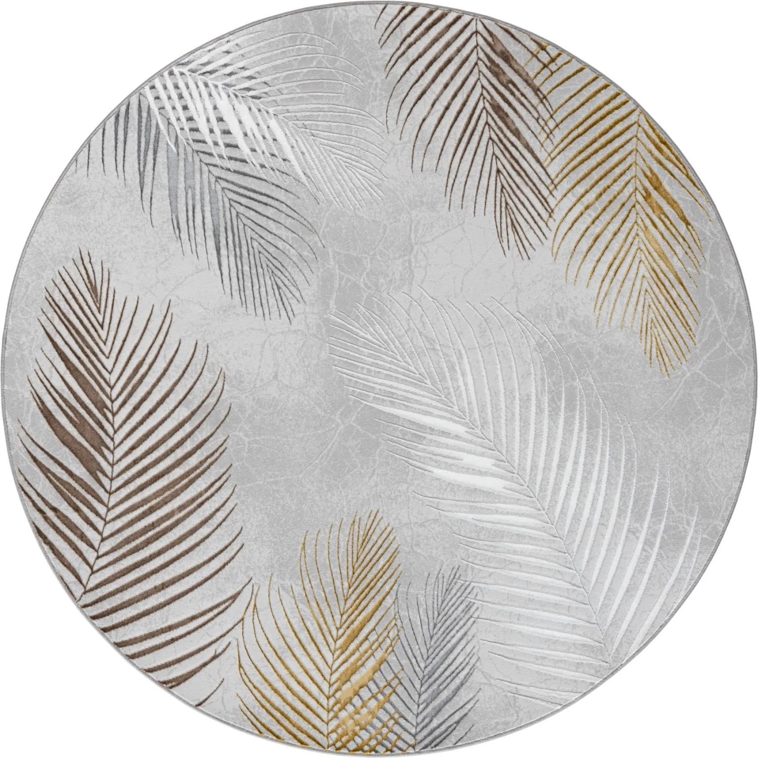 Floornovo Kurzflor Teppich Nr. 123 Rund Blattmuster Durchmesser 200 cm günstig online kaufen