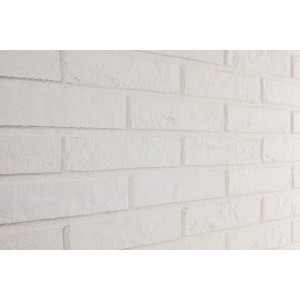 Weiße Elabrick Verblender Dover, 5x21 cm, für Innen und Außen.