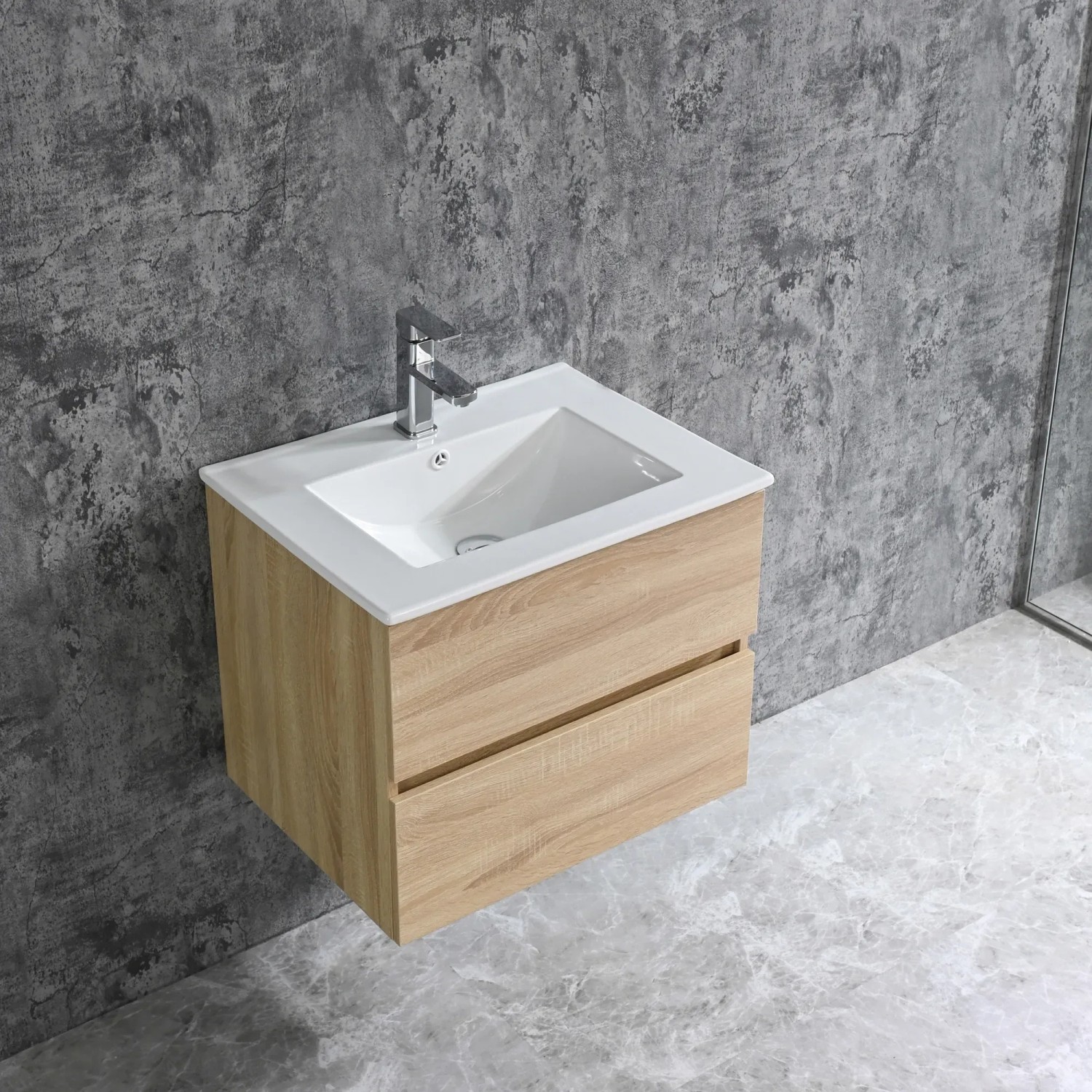 Sanotechnik Einzelwaschtisch Corbo, 60 cm, Braun Matt, mit Softclose: Waschtisch mit zwei Schubladen.