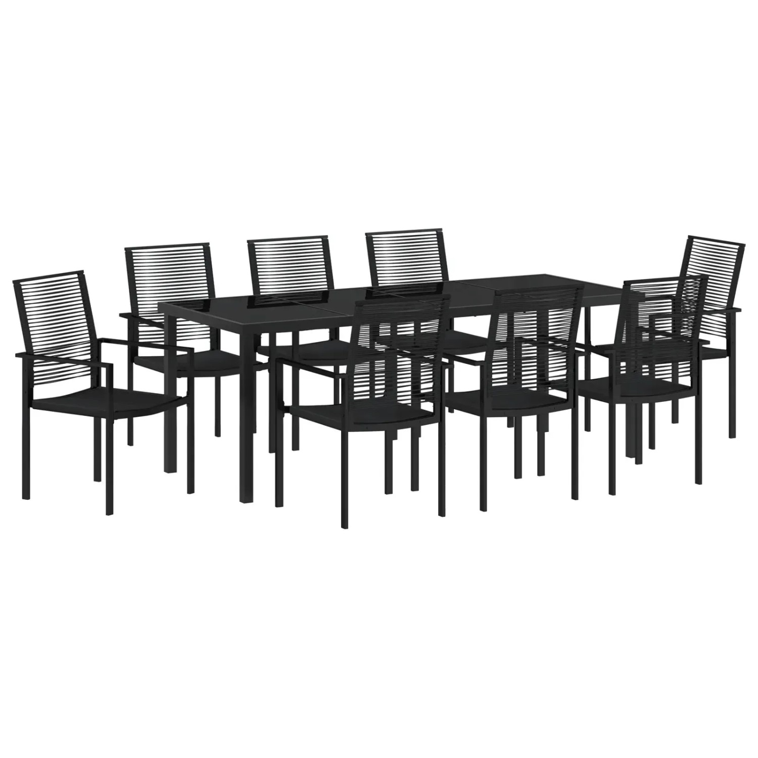 vidaXL 9-Teiliges Garten-Esszimmer-Set in Schwarzem PVC-Rattan 3379169