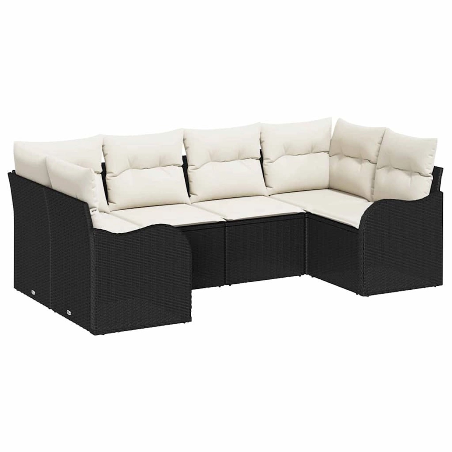 vidaXL Garten-Sofa-Set mit Kissen 6-Tlg Schwarz Poly Rattan 3345837 günstig online kaufen