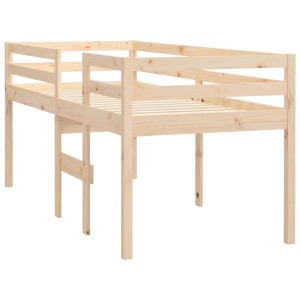 Hochbett aus Kiefernholz, 80x200 cm, mit Leiter und Lattenrost. Ideal für kleine Räume.