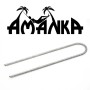 AMANKA U-förmiger Erdanker aus verzinktem Stahl, 3,2mm, für Camping, Gartenfolie & Netze. Logo oben sichtbar.