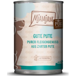 Mjamjam Hunde-Nassfutter Pute Pur, getreidefrei, 400g Dose.