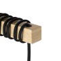 Detailaufnahme der QAZQA Chon Stehlampe: Holzblock mit schwarzem Kabel. Innenleuchte für Wohnraum.
