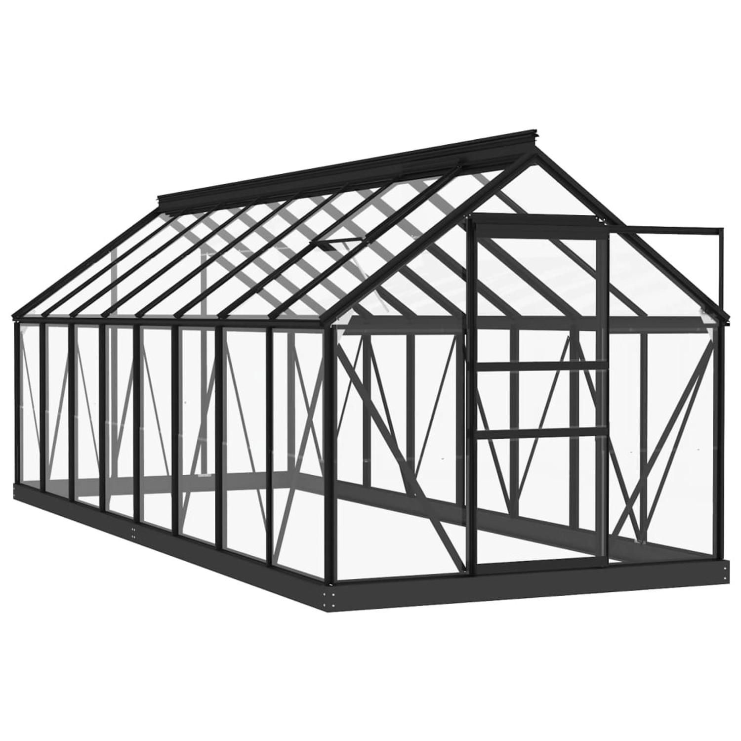 furnicato Glas Gewächshaus Anthrazit 155x395,5x191 cm Aluminium günstig online kaufen