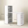 Weißer HOMCOM Schreibtisch mit Regal, 120x55x120 cm, mit Ablagefächern.