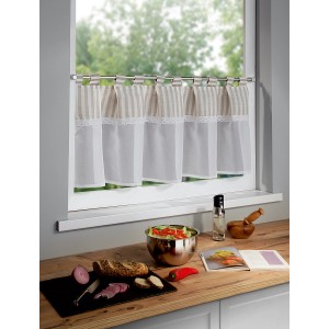 Graues Schlaufenpanneau Serafina 45x135 cm von Neusser Collection am Fenster.