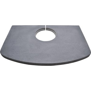 Granit Topplatte für Kaminofen Nevio 2.0, grau, mit Aussparung für Ofenrohr.