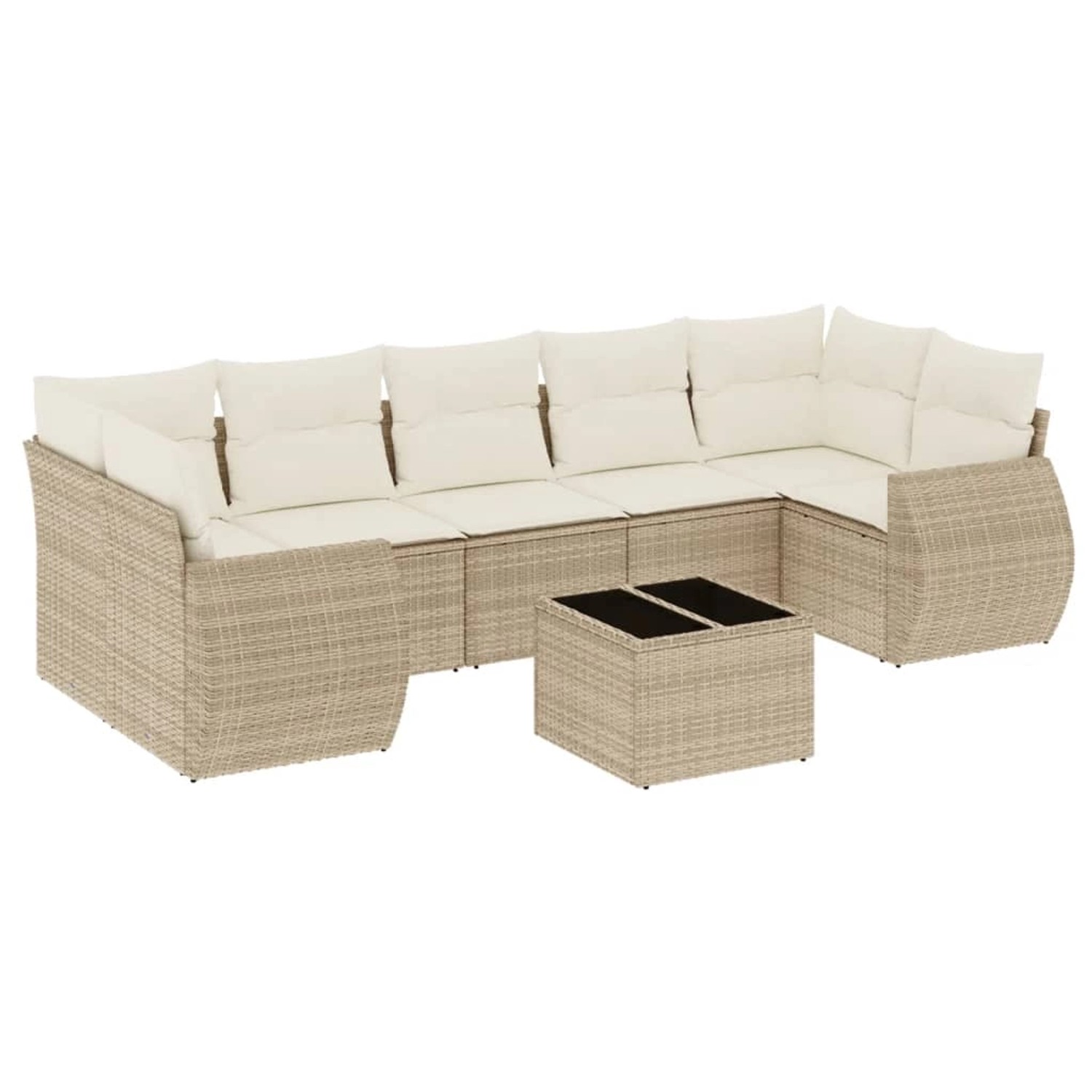 vidaXL 8-Tlg Garten-Sofagarnitur mit Kissen Beige Poly Rattan 3221137 günstig online kaufen
