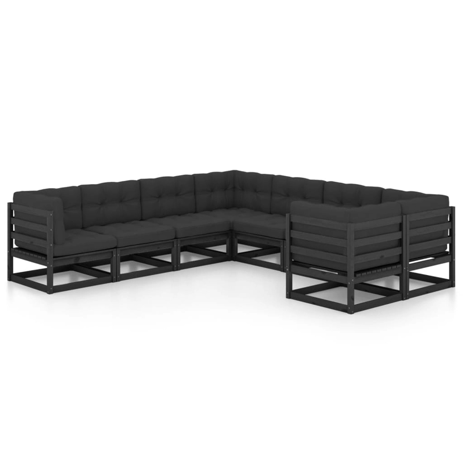 8-tlg. Garten-lounge-set Mit Kissen Schwarz Massivholz Kiefer günstig online kaufen