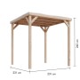 Karibu Pavillon Kvadrat, 231x231x243 cm, Naturholz. Gartenpavillon mit Massivholzdach und Leimholzpfosten.